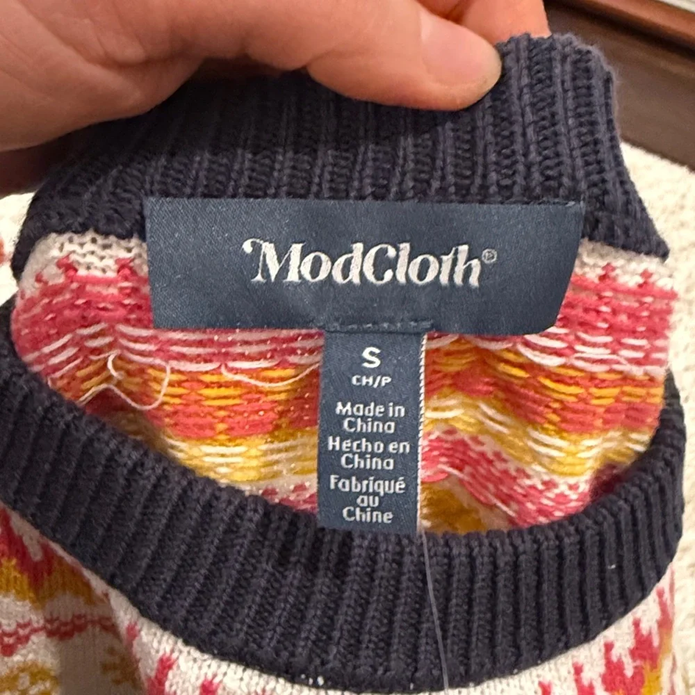 Modcloth Retro Charm Raglan Dinosaur Fair Isle Sweater - Picture 11 of 12